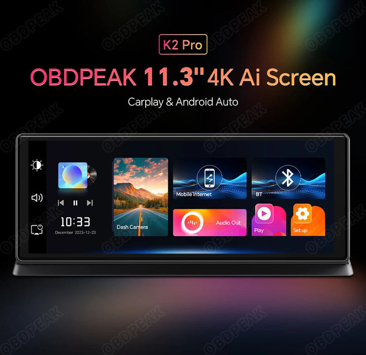 Smart Mirror Dash Cam 11.3" – Wireless CarPlay, Android Auto & 4K Dual Lens Recording Samanta Factory