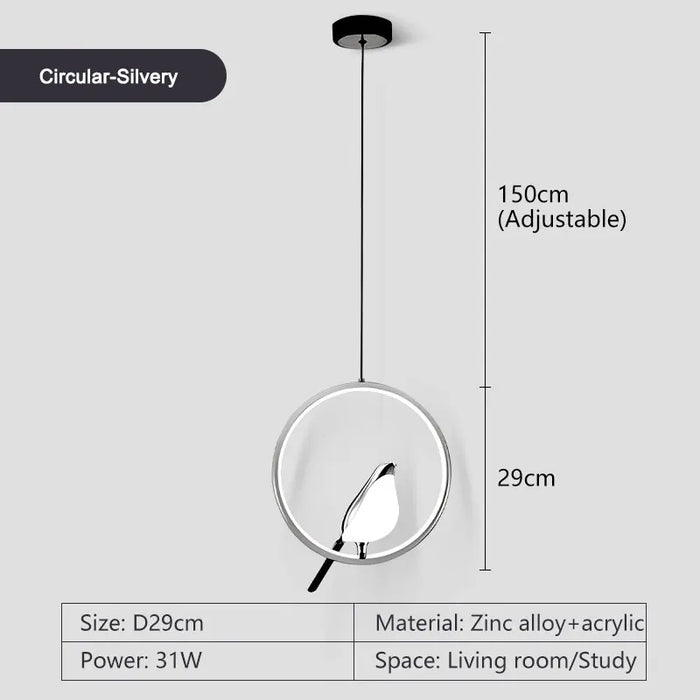 Bird Pendant Light – Modern Gold & Silver Hanging Lamp with Rotatable Magpie Design