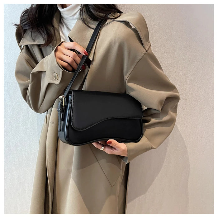 Women’s PU Saddle Bag – Stylish Hasp Closure & Interior Zipper Pocket - Samanta Factory