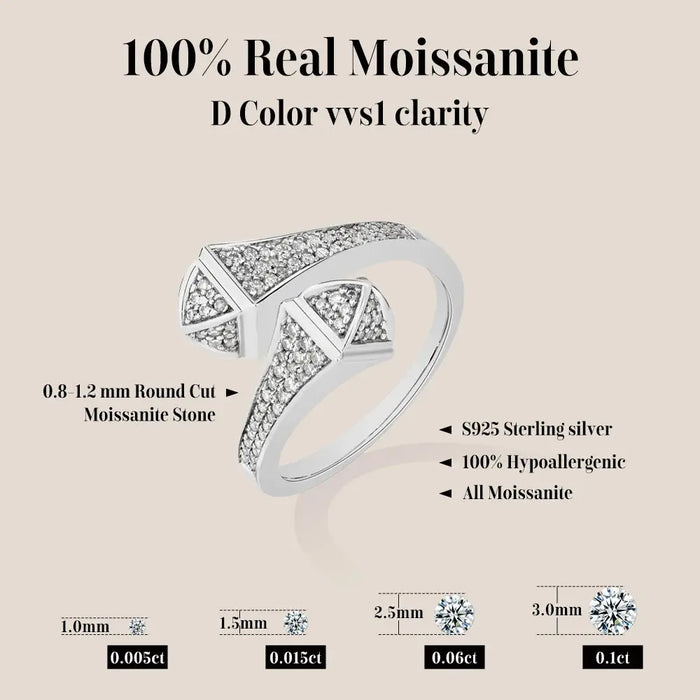 Double Snake Moissanite Ring – S925 Silver Adjustable Design SF