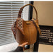 PU Leather Knitted Bucket Bag – Soft Casual Messenger Handbag for Women - Samanta Factory