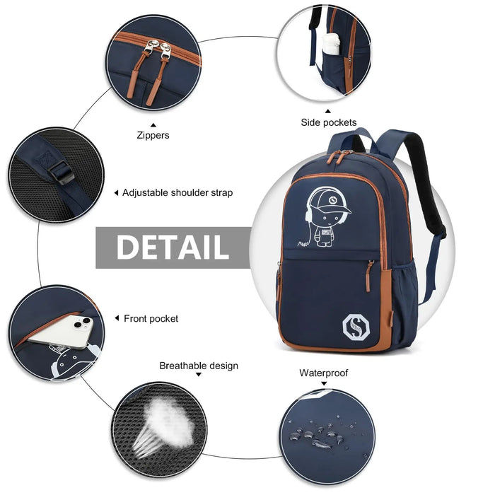 Luminous School Backpack Set – 3-in-1 Glow-in-the-Dark Bag with Laptop Compartment & Accessories