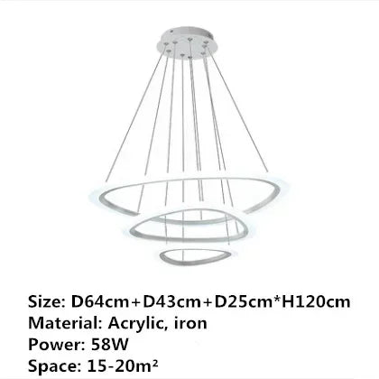 Art Deco Pendant Light – White Acrylic & Iron Chandelier with Remote Control - Samanta Factory