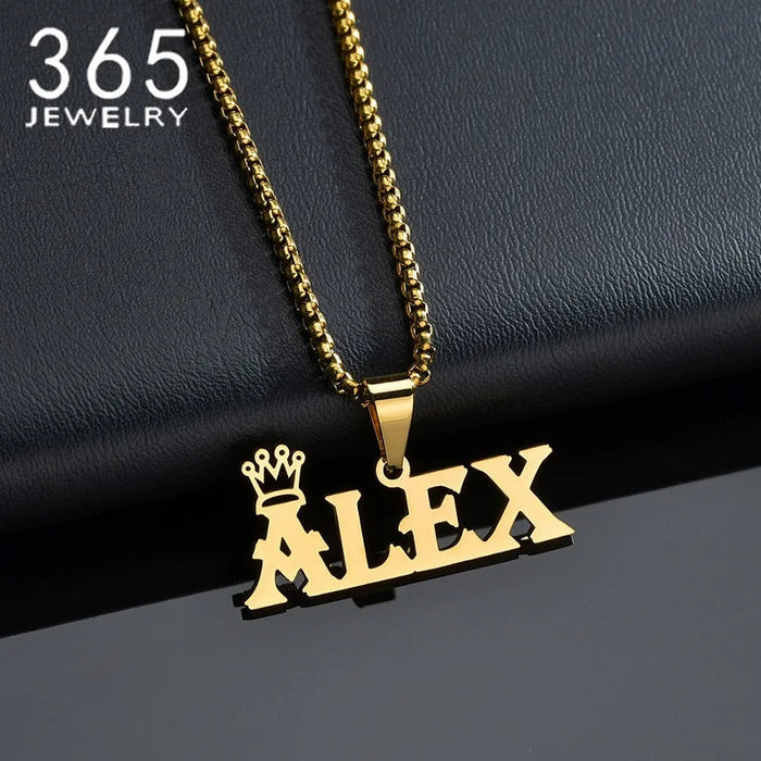 Custom Name Crown Necklace- Trendy Crown Name Necklace in Gold, Silver & Rose Gold SF