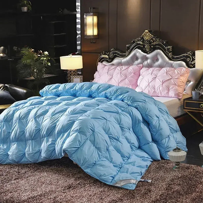Goose Down Quilted Comforter – 100% Cotton All-Season Duvet, Breathable & Lightweight - Samanta Factory