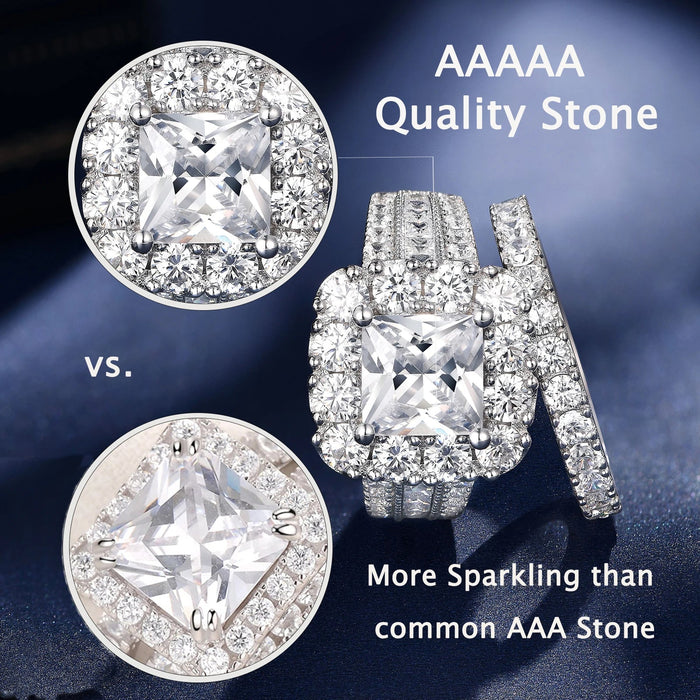 Bridal Ring Set – 7.5mm Princess Cut Cubic Zirconia SF