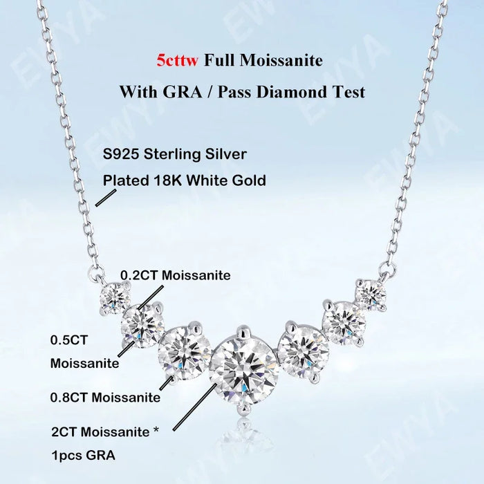 Moissanite Pendant Necklace – 7-Stone 925 Sterling Silver D-Color VVS1