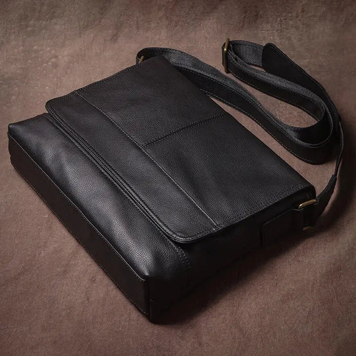 Vintage Leather Satchel Bag – Soft Men’s Crossbody Shoulder Bag SF