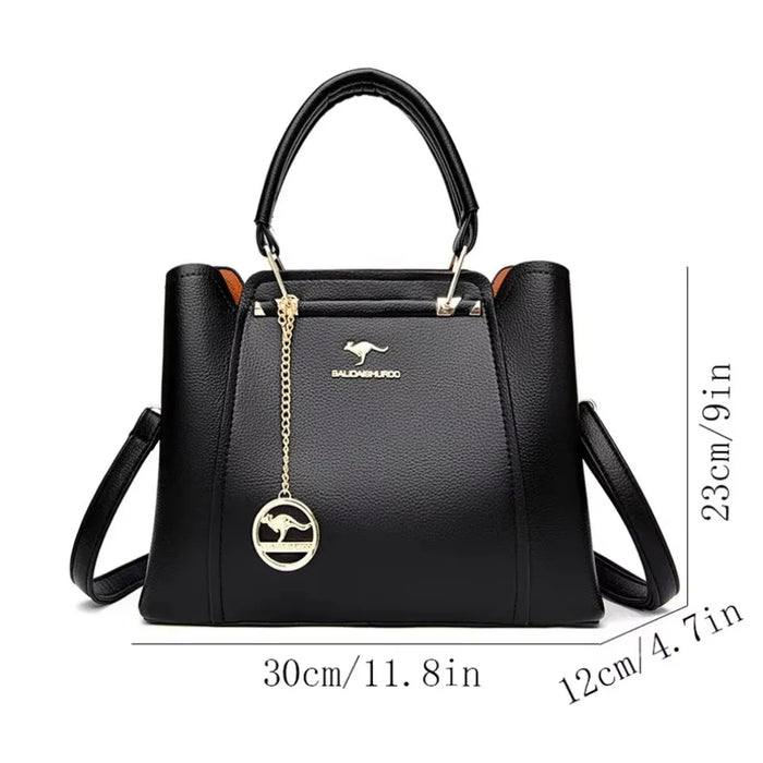 Women’s Soft PU Leather Handbag – Fashionable Casual Tote with Sequined Detail - Samanta Factory