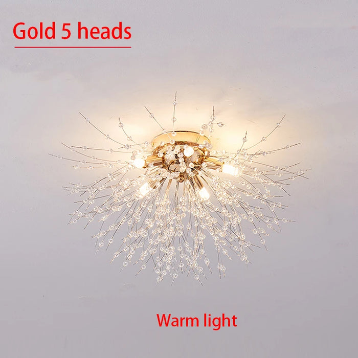 Crystal Dandelion Ceiling Light – 4-Light Nordic Chandelier for Living Room & Dining Room