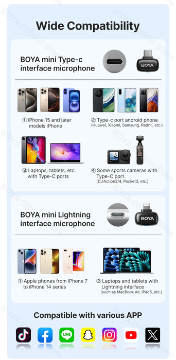 BOYA Mini Wireless Microphone – 2.4GHz Lavalier Mic with Charging Case for iPhone & Android
