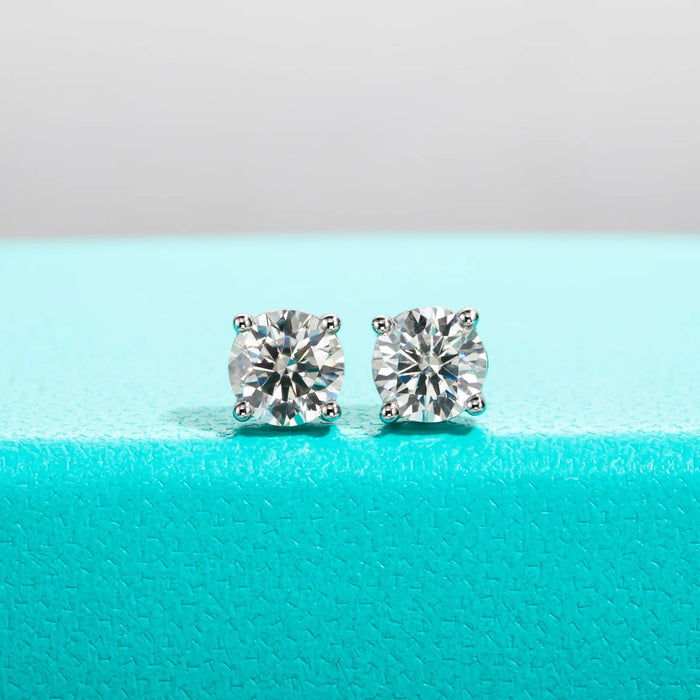 10K Gold Post Moissanite Stud Earrings with GRA Certificate