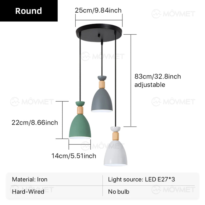 Modern Pendant Light – Triple Head Design with E27 Base for Stylish Interiors