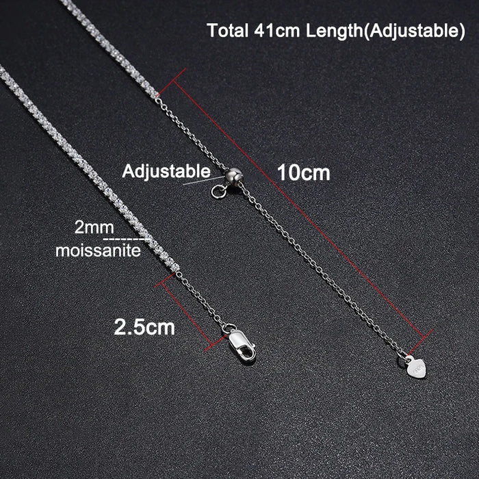 Moissanite Tennis Necklace – Adjustable 2 mm D-Color Shine