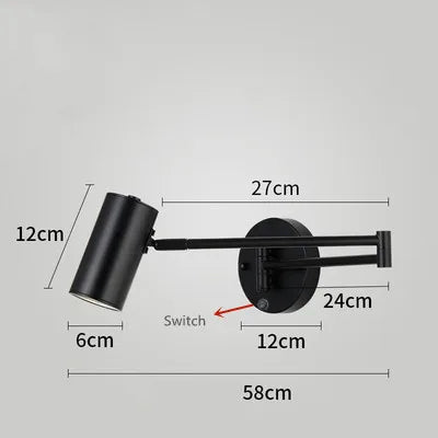 Modern Wall-Mounted LED Lamp – Adjustable Swing Arm with Warm/Cold Light for Bedrooms & Living Rooms - Samanta Factory