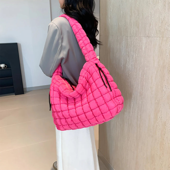 Women’s Puffer Shoulder Bag – Fashion Bubble Tote with Large Capacity