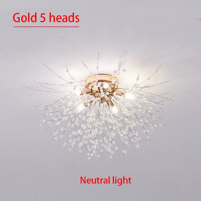 Crystal Dandelion Ceiling Light – 4-Light Nordic Chandelier for Living Room & Dining Room