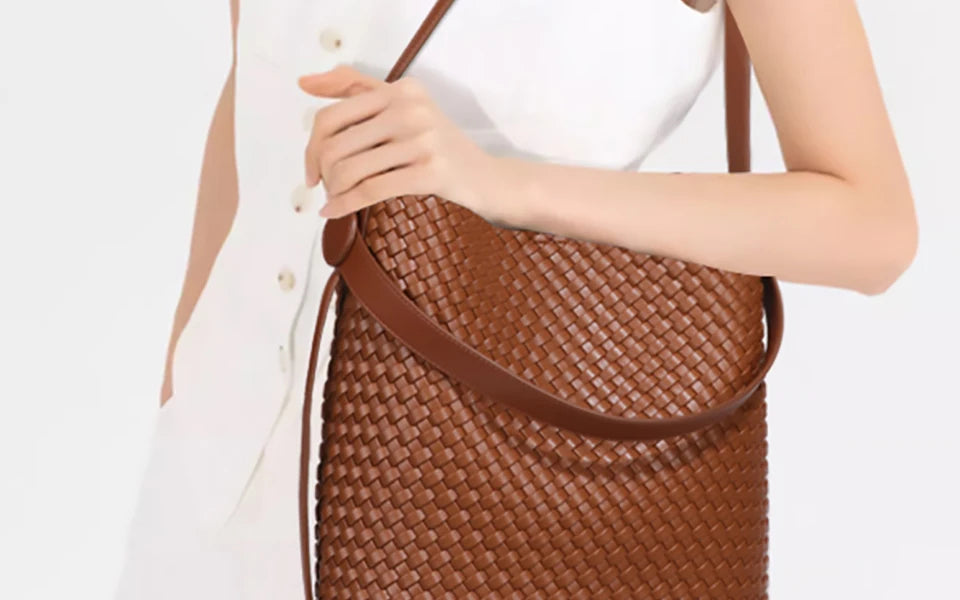 Woven Bucket Tote Bag for Women – Large Crossbody Hobo Shoulder Bag for Summer - Samanta Factory