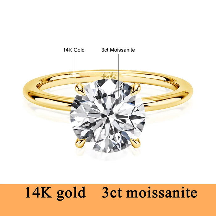 14K Gold Moissanite Ring – Certified Round-Cut Brilliance SF
