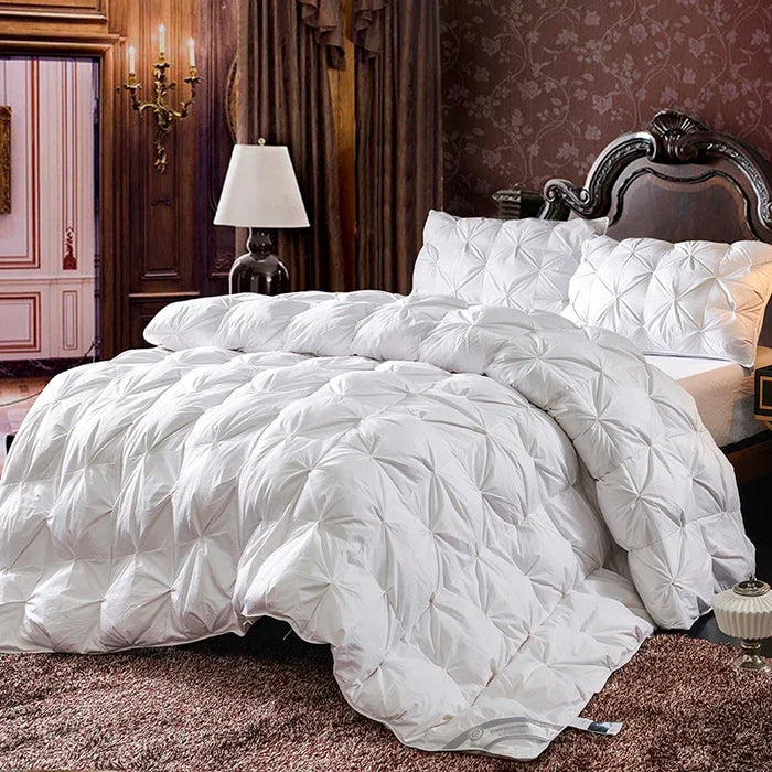 Goose Down Quilted Comforter – 100% Cotton All-Season Duvet, Breathable & Lightweight - Samanta Factory