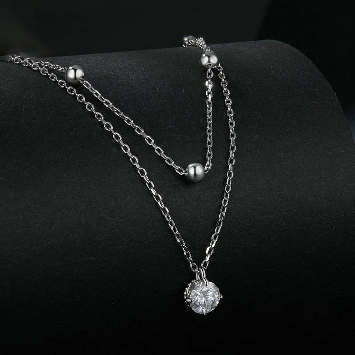 925 Sterling Silver Round Cut Moissanite Pendant