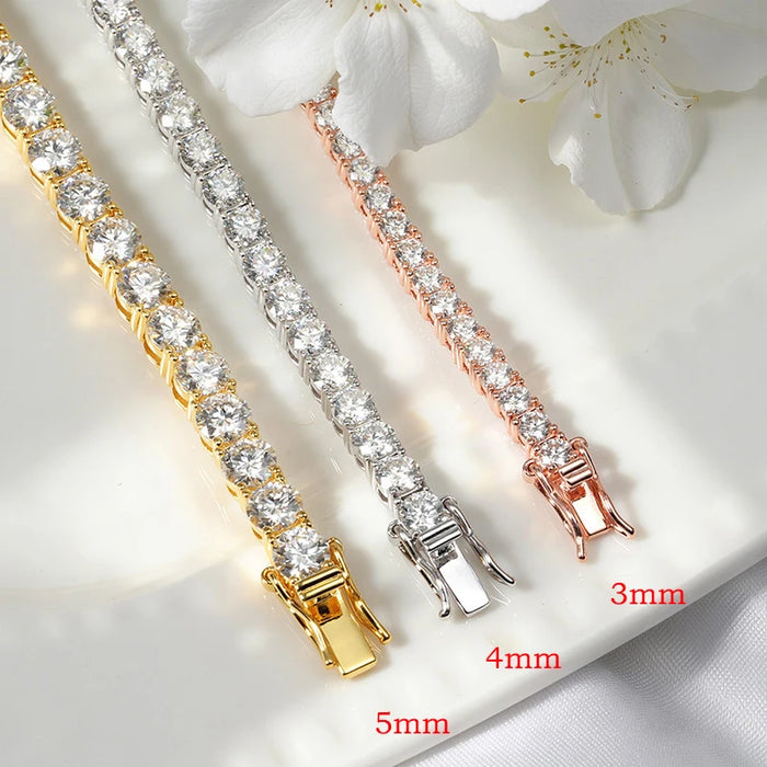 Moissanite Tennis Bracelet – 18K Gold Plated S925 Sterling Silver