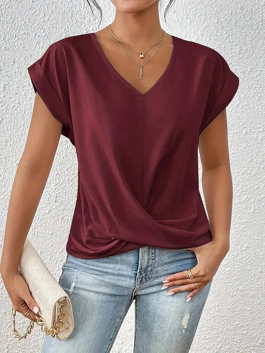 V-Neck Blouse - Casual Elegance for Office & Summer Days - Samanta Factory
