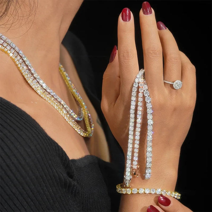 EWYA D Color Moissanite Tennis Bracelet 925 Silver 18K Gold - Samanta Factory