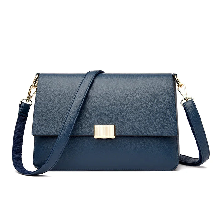 Women’s Genuine Leather Shoulder Bag – Square Ruched Handbag with Hasp Closure - Samanta Factory