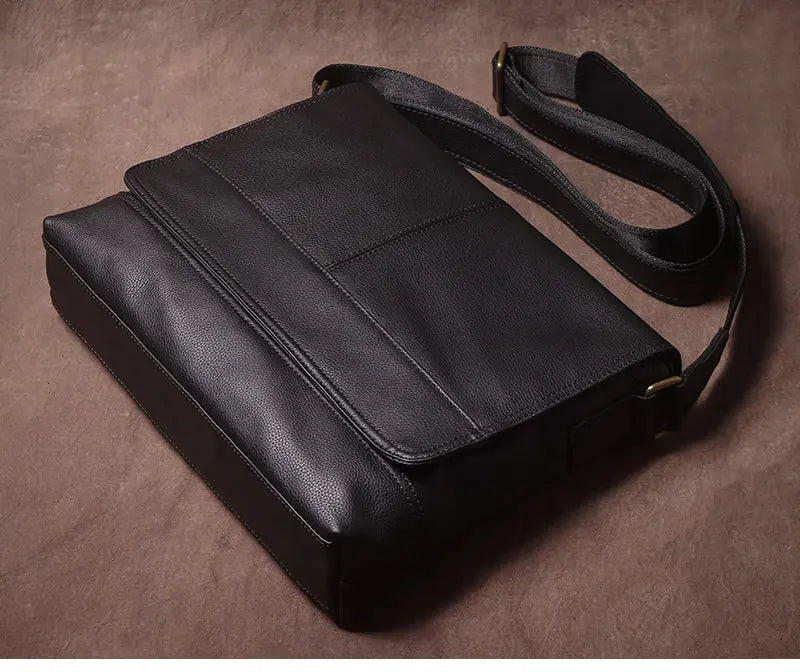 Vintage Leather Satchel Bag – Soft Men’s Crossbody Shoulder Bag SF