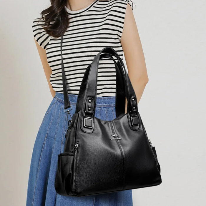 Soft Leather Handbag for Women – Luxury Designer Shoulder Tote, Large Capacity Purse - Samanta Factory
