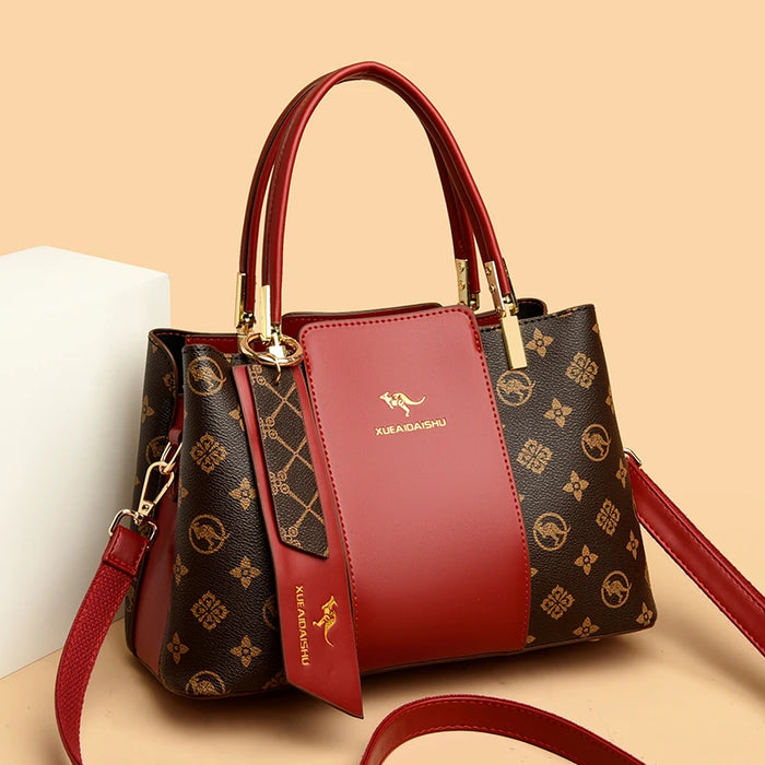 Luxury Fashion Print Handbag – Large Capacity Soft Leather Shoulder & Crossbody Bag for Women - Samanta Factory