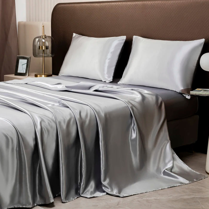 KISS NEST Satin Bed Sheet Set – Smooth 200TC Polyester, Twin to King Sizes - Samanta Factory