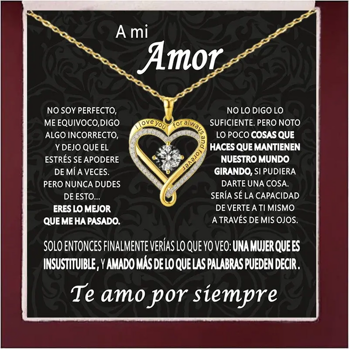 Double Layer Heart Necklace – Romantic Gift with Wooden Box SF