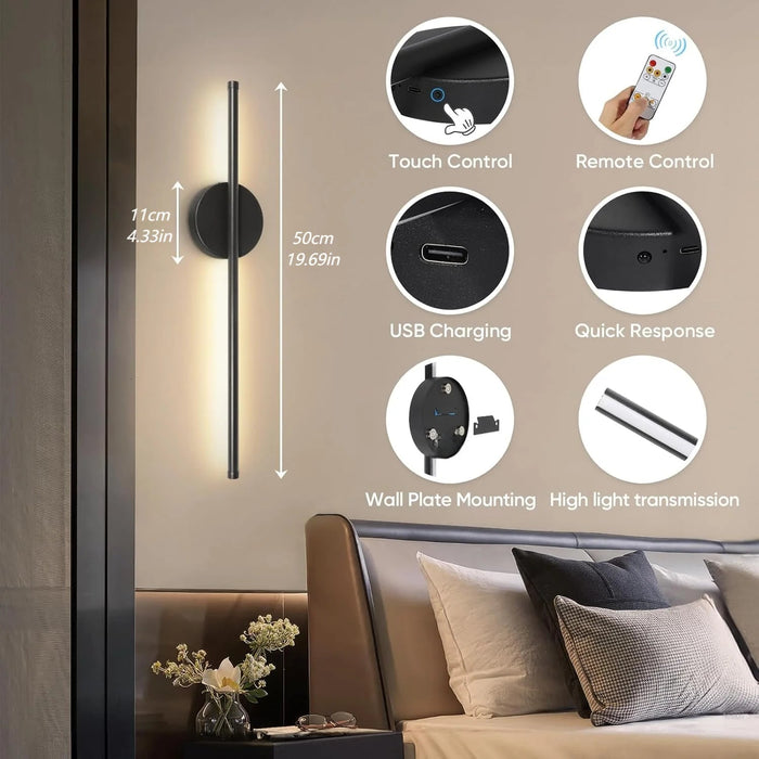 Wireless Rechargeable LED Wall Sconce – Dimmable Battery Operated Picture Light with Remote SF