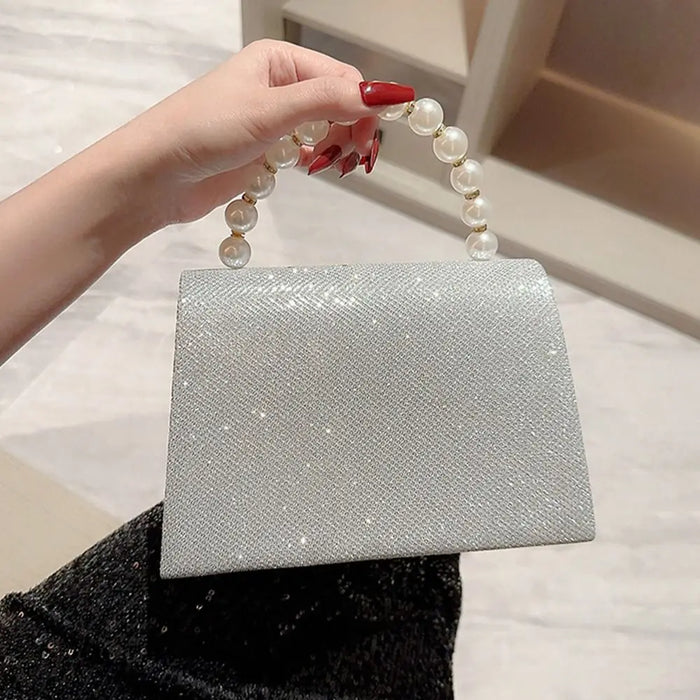 Women's Evening Clutch Bag – Soft Polyester Banquet Handbag with Metal Detailing