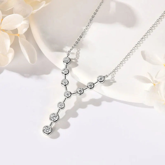 925 Sterling Silver Moissanite Y-Shaped Pendant Necklace