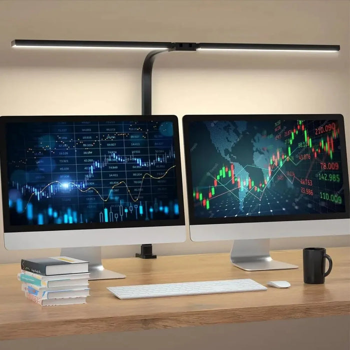 Double-Head LED Desk Lamp – Wide, Adjustable Lighting with 10 Brightness Levels