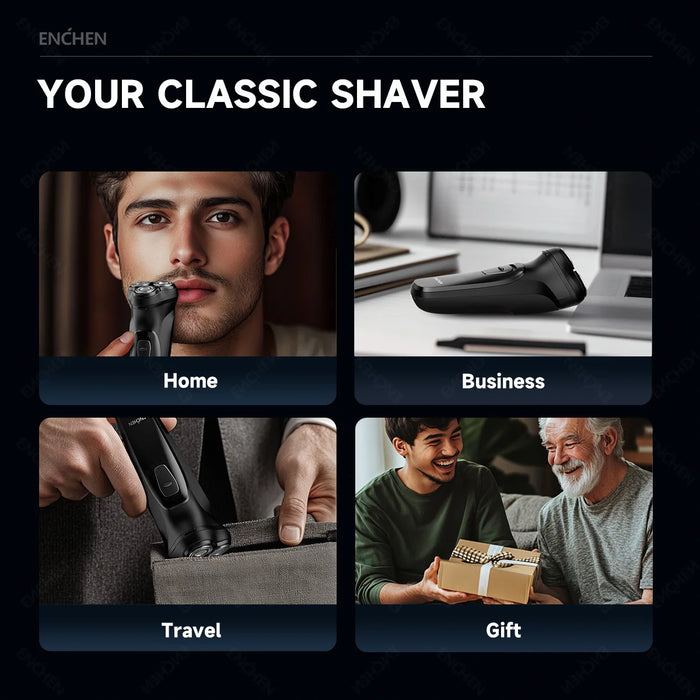 Electric Shaver for Men – 3D Floating Heads with Auto-Grinding Blades & Smart ESM System