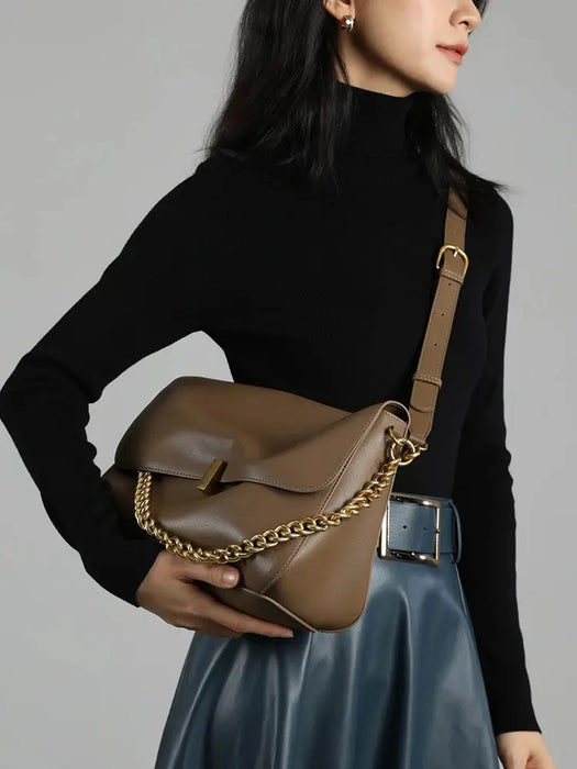 Leather Crossbody Bag - Vintage Soft Flap Style SF