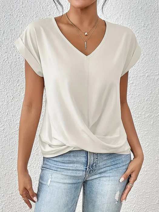 V-Neck Blouse - Casual Elegance for Office & Summer Days - Samanta Factory