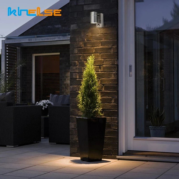 PIR Motion Sensor LED Wall Light – Stainless Steel, Waterproof IP44 Outdoor Lamp - Samanta Factory