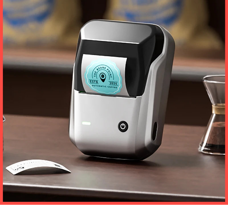 Portable Bluetooth thermal label printer for adhesive business and organization labels