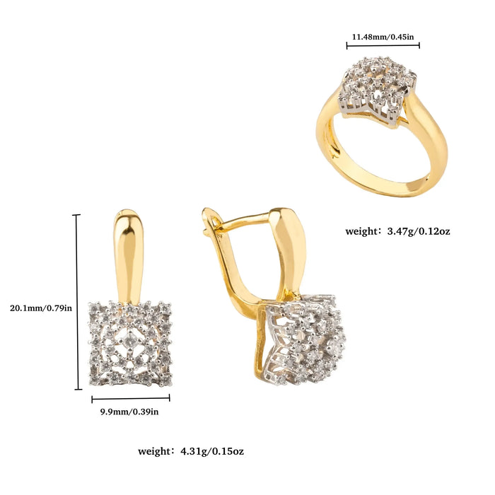 Square CZ Jewelry Set – 14K Gold Plated Copper SF