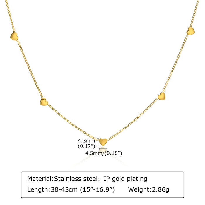 Heart Link Chain Necklace – Gold Stainless Steel Design SF