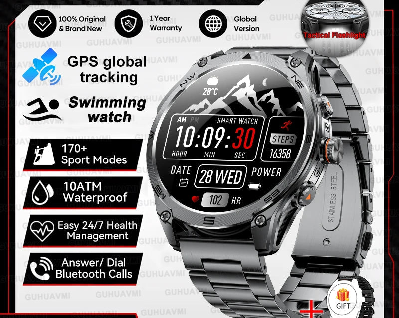 Unisex GPS Smart Watch – AMOLED Display with 170+ Sports Modes SF