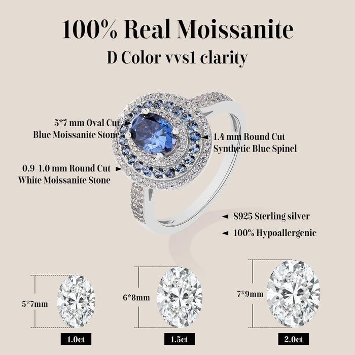 Moissanite Wedding Ring – Oval Cut D Color VVS1 Brilliance SF