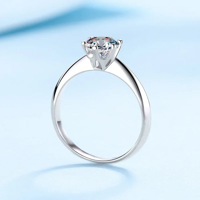 Moissanite Engagement Ring – D-Color VVS1 Sterling Silver