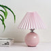 Korean Vintage Table Lamp with Pleated Fabric Shade and Ceramic Base – Bedroom Night Light with LED E27 Tricolored Bulb
