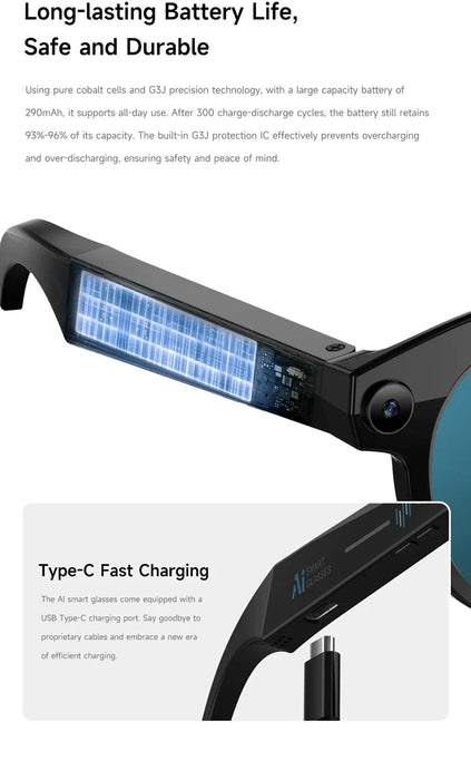 8K AI Smart Glasses with Camera & Translation – Bluetooth Calling Voice Assistant Eyewear SF